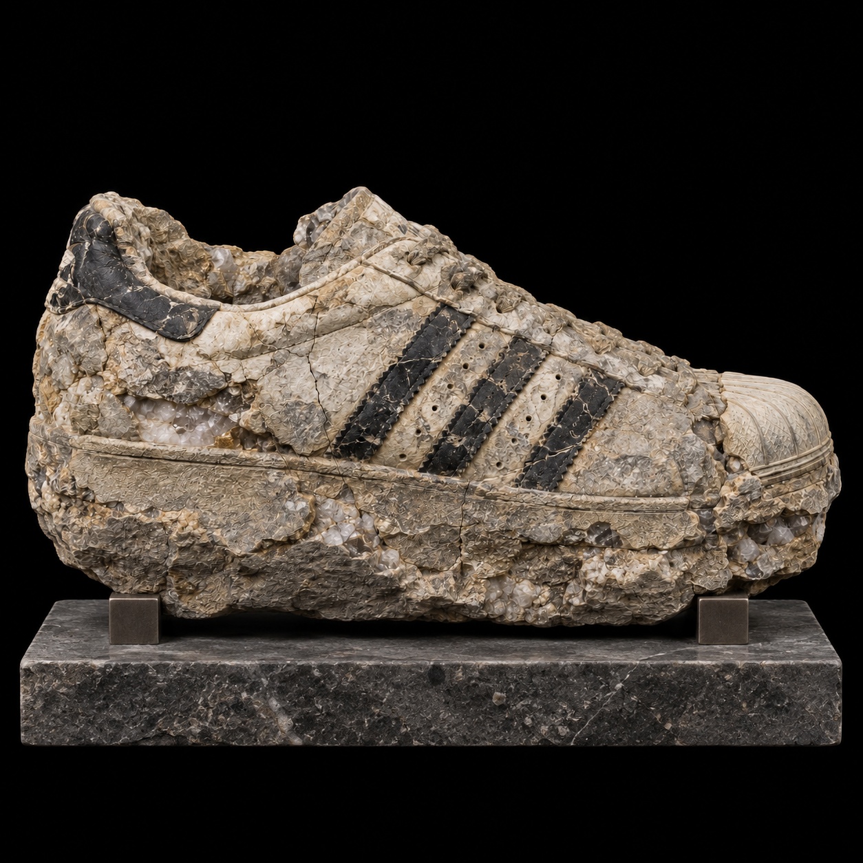 adidas Superstar White Black — Three-quarter view