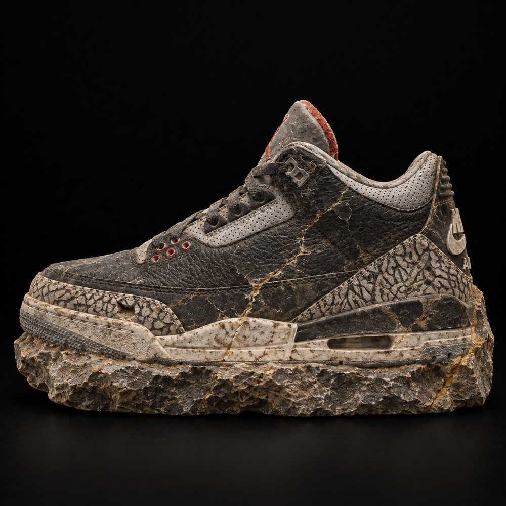 Air Jordan 3 Retro “Black Cement” fossil specimen