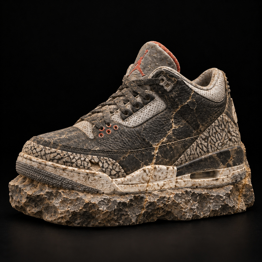 Air Jordan 3 Retro “Black Cement” — Three-quarter view
