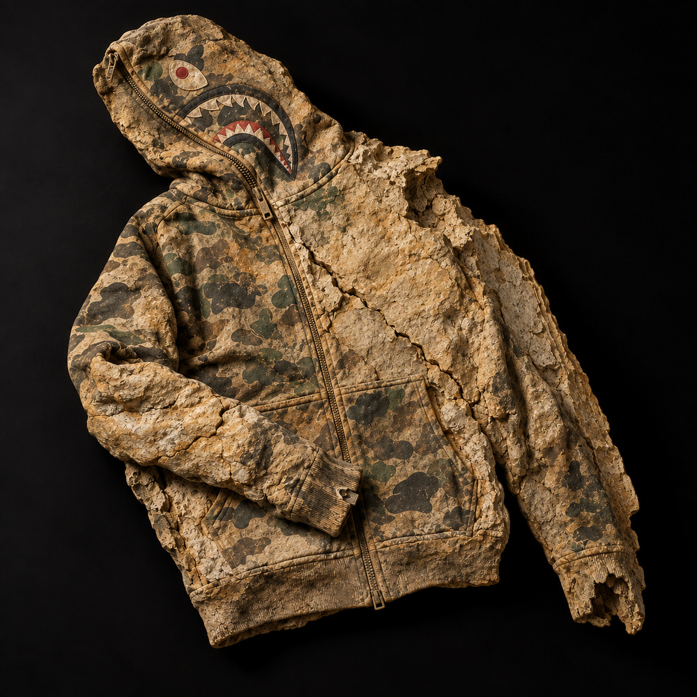 BAPE Shark Full Zip Hoodie — Three-quarter view