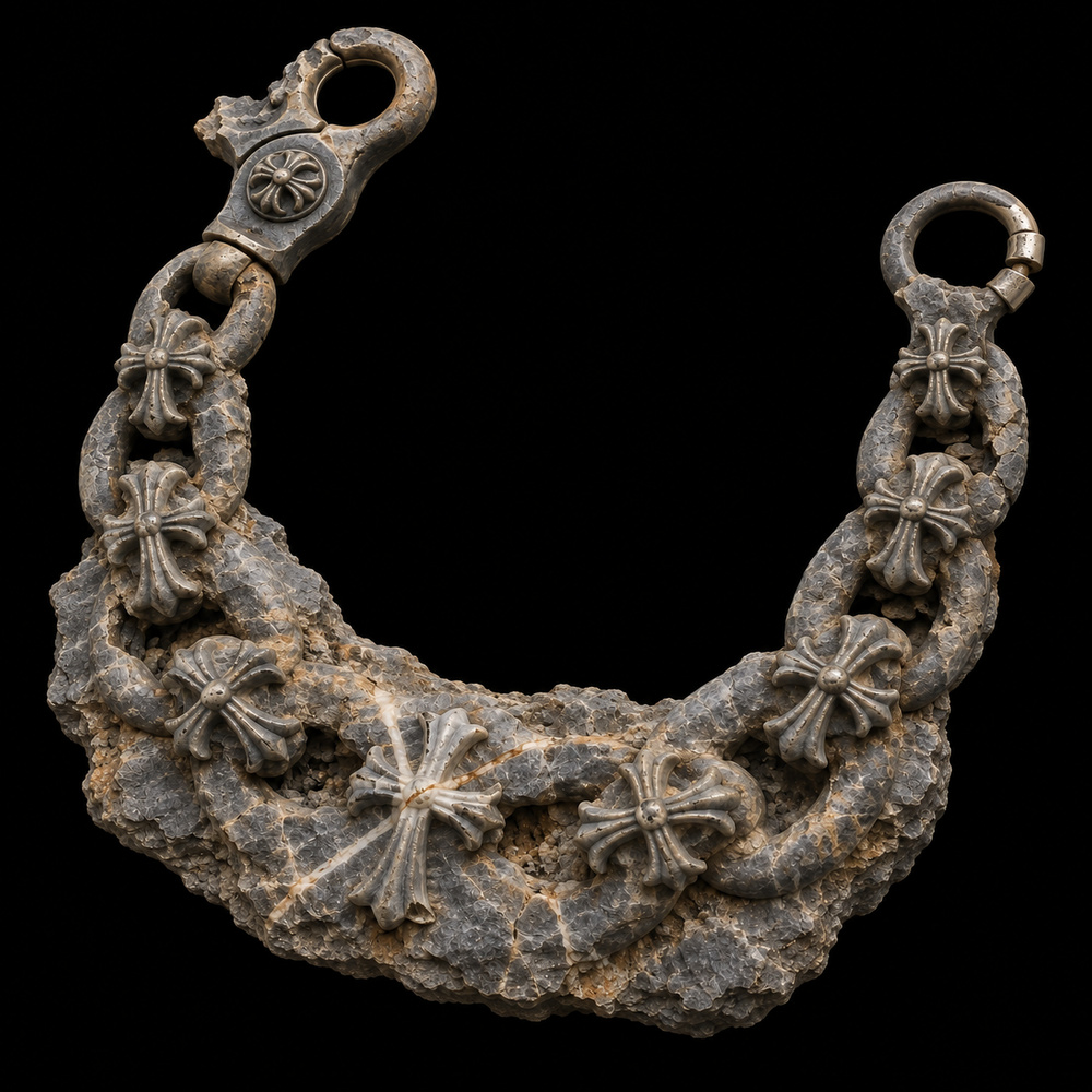 Chrome Hearts Cemetery Cross Wallet Chain — Three-quarter view