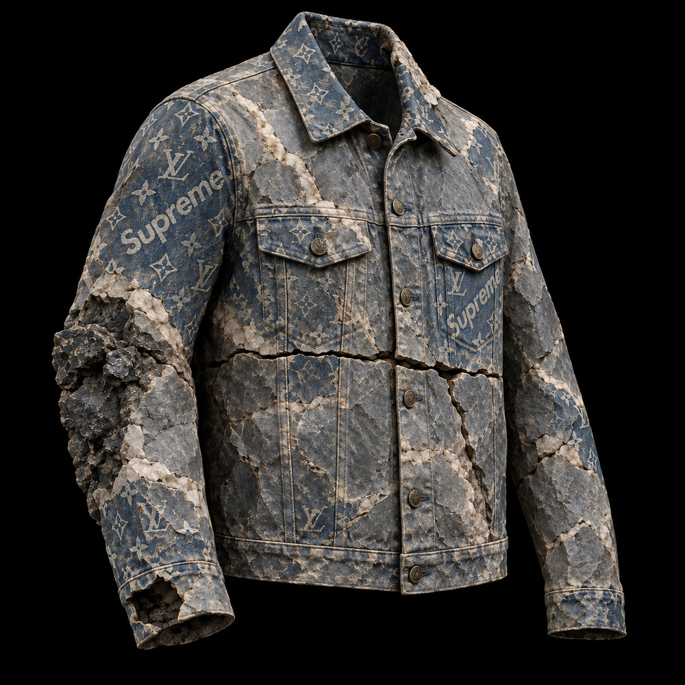 Louis Vuitton x Supreme Denim Jacket — Three-quarter view