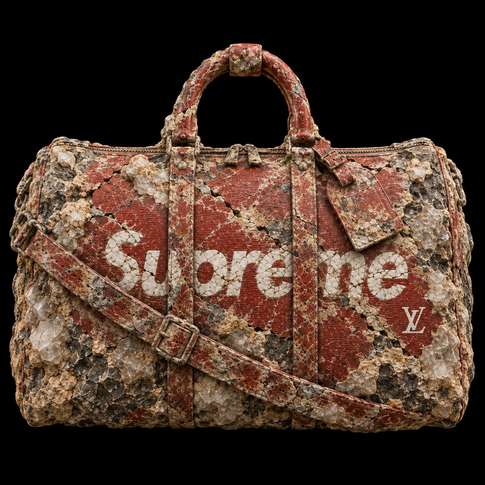 Louis Vuitton x Supreme Keepall 45 fossil specimen