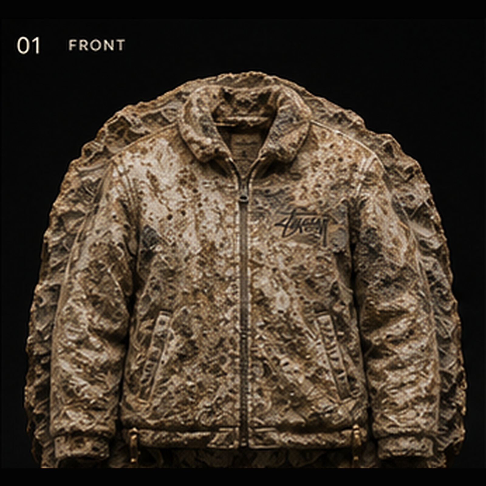 Stüssy 8 Ball Sherpa Jacket fossil specimen